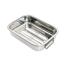 PNJB, Roasting Tin Tray Oven Stainless Steel Roasting Rack, Roasting Tray with Removable (Grill) Rack, X Large (X Large 42X30.5X6CM)