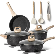 Just Perfecto pots and Pans Sets Non Stick, Induction hob pan Set, Saucepan Set, Non Stick Frying pan Set with lid Stock Pot, deep Frying pan, pots