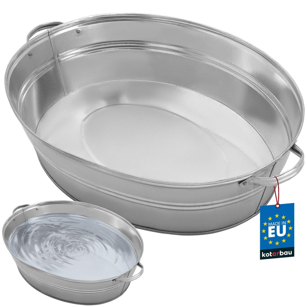 Kotarbau? Zinc Tub For Garden Large 27 Litre Round Galvanised Steel Zinc Flower Pot Garden Drink Cooler Galvanised Tub Zinc Bowl Garden Champagne 5904994079415
