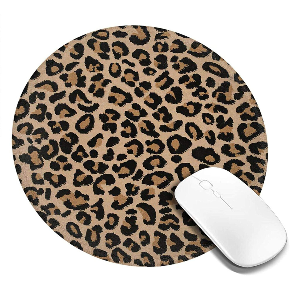 Jimowang Leopard Print Mouse Pad For Desk With Non-Slip Rubber Base Office Computer Round Mousepad Mouse Mat For Home Office Desk Accessories 6911564952633