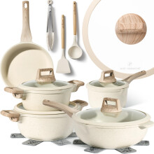 Just Perfecto Pots and Pans Sets Non Stick, Induction Hob Pan Set, Saucepan Set, Non Stick Frying Pan Set with lid Stock Pot, Deep Frying Pan, Pots