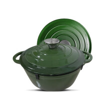 Alfresco Chef 6 QT Cast Iron Dutch Oven with Lid - Large Enameled Casserole Dish for Bread Baking, Braising, and Roasting - Durable Green Enamel Dutch