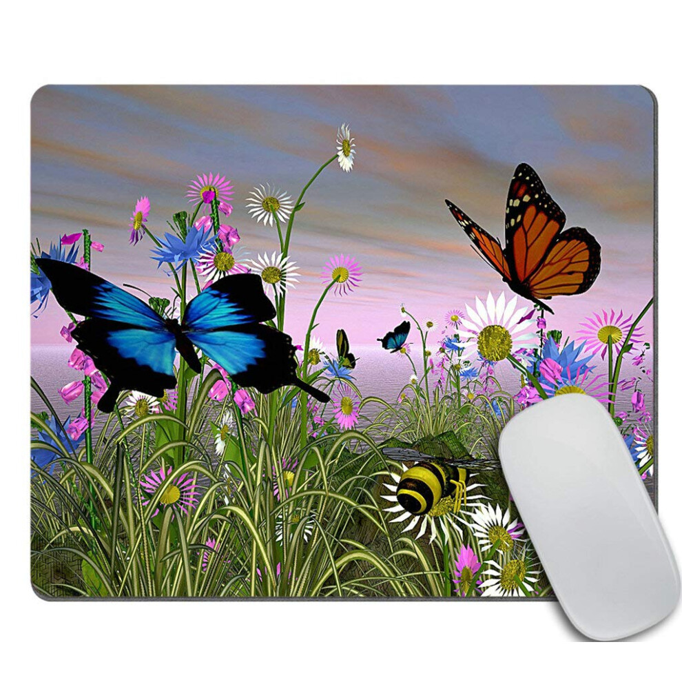 Jimowang Butterflies In Daisy Fields Gaming Mouse Pad Smooth Surface Mousepad Rubber Mouse Pads 9.5 X 7.9 Inch 6911564952244