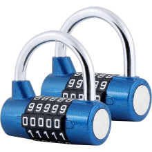 5-Digit Combination Padlock, 2 Pcs Padlock for Gym, Can be Reset Combination Locks for Locker, Toolbox, Fences, Bike, etc Blue