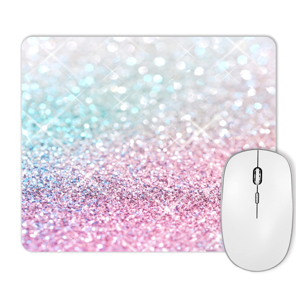 Jimowang Sparkle Glitter Gaming Mouse Pad Smooth Surface Mousepad Rubber Mouse Pads 9.5 X 7.9 Inch Pink 6911564951919
