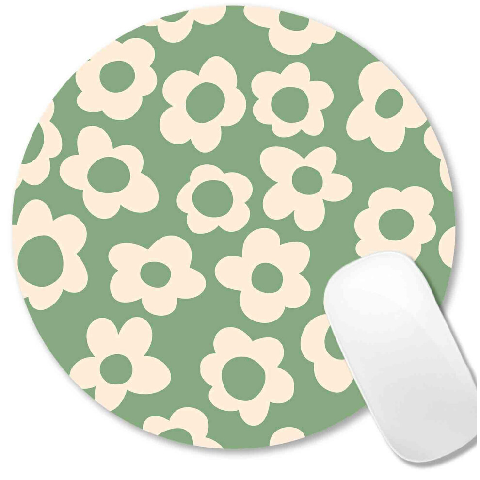 Jimowang Vintage Groovy Flowers Mouse Pad For Desk With Non-Slip Rubber Base Office Computer Round Mousepad Mouse Mat For Home Office Desk Accessories 6911564951711