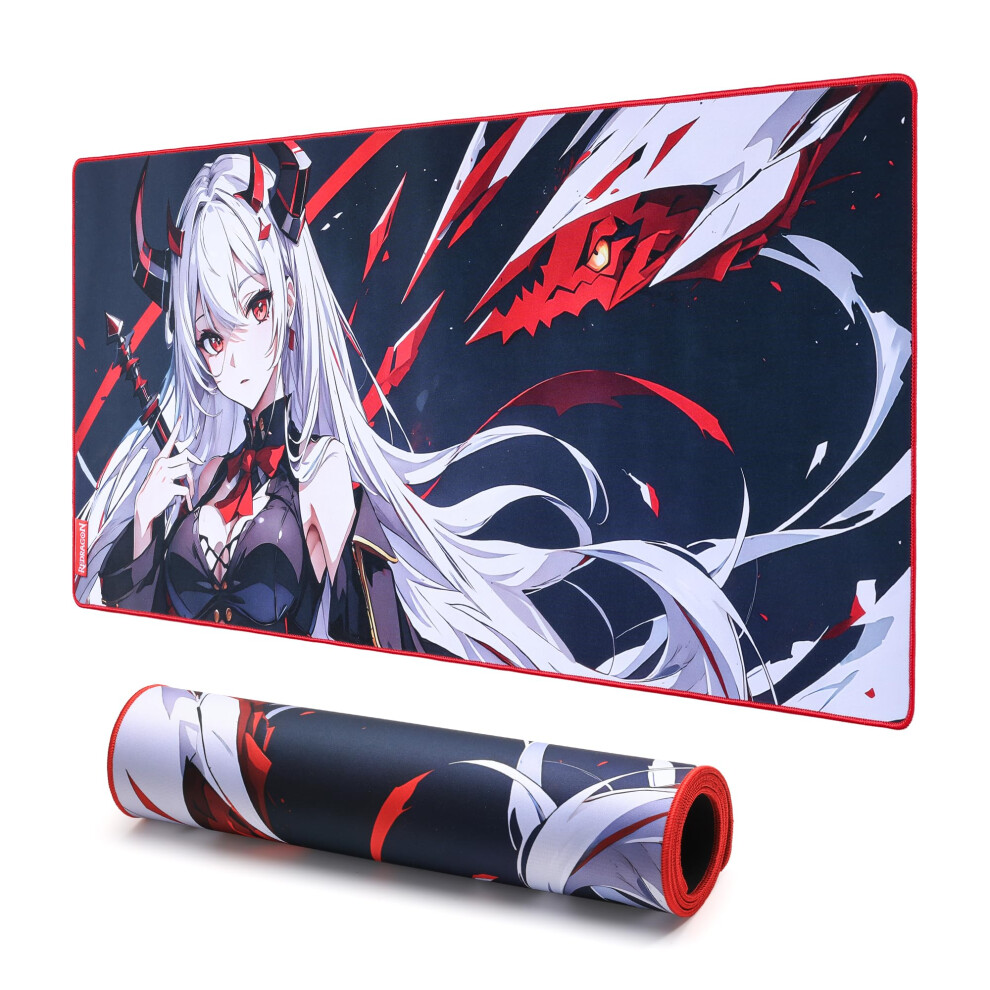 Redragon Eisa P047l Anime Gaming Mouse Pad - Smooth Lycra Surface, Anti-Slip Rubber Base, Spill-Resistant, Durable 5Mm Thick Design, 35 X 16 Inches, 6950376726681