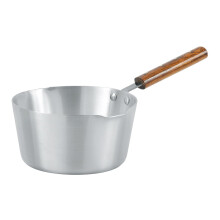 Induction Base Milk pan Saucepan Coffee Pot Boiling Tea Pan Aluminium Saucepot with Long Wooden Handle & Pouring Lip (18cm)