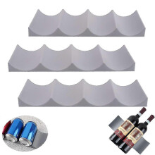 Porte-bouteilles de style européen en plastique, 3 pièces, empilable, compatible avec les comptoirs de cuisine (gris)