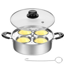 Egg Poacher Pan Stainless Steel Poached Egg Maker with 4 Cups Poached Eggs Cooker Pot Multipurpose Stovetop Eggs Poachers Cookware Set with Lid for