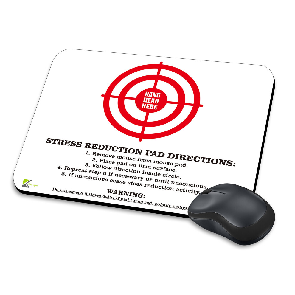 Mm295 - Stress Reduction Pad Directions, Bang Head Here Funny Novelty Gift Mousemat/Mousepad Anti Slip Laptop Computer Pc Mouse Mat 7437325372360