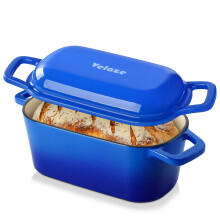 Dutch Oven for Bread Baking, Oval Cast Iron Enameled Bread Oven Pan with Lid and Dual Sided Angled Handles, 3.6QT Oven Safe to 500?F for Homemade