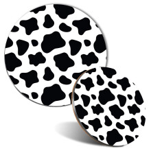 Mouse Mat & Coaster Set - Cow Print Pattern Animals 20 cm & 9 cm for Computer & Laptop, Office, Non-slip Base #8463