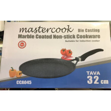 32 cm Mastercook Die Casting Marble Coated Non-Stick Flat Tava, Suitable for Induction Cooker Heavy Duty Crepe Pancake Chapati ROTI PAN DOSA Heavy