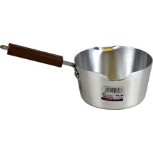 Large Aluminium Cooking Saucepan Milk Pan with Heavy Gauge Wooden Handle 22.5cm 4.5L