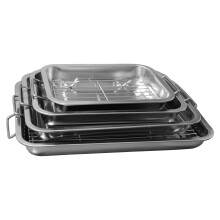 Professional Stainless Steel Roasting 4 Pcs Trays with Removable Rack Pan Oval Kitchen Cooking Baking Sturdy Handles Built to Last for Years Oven