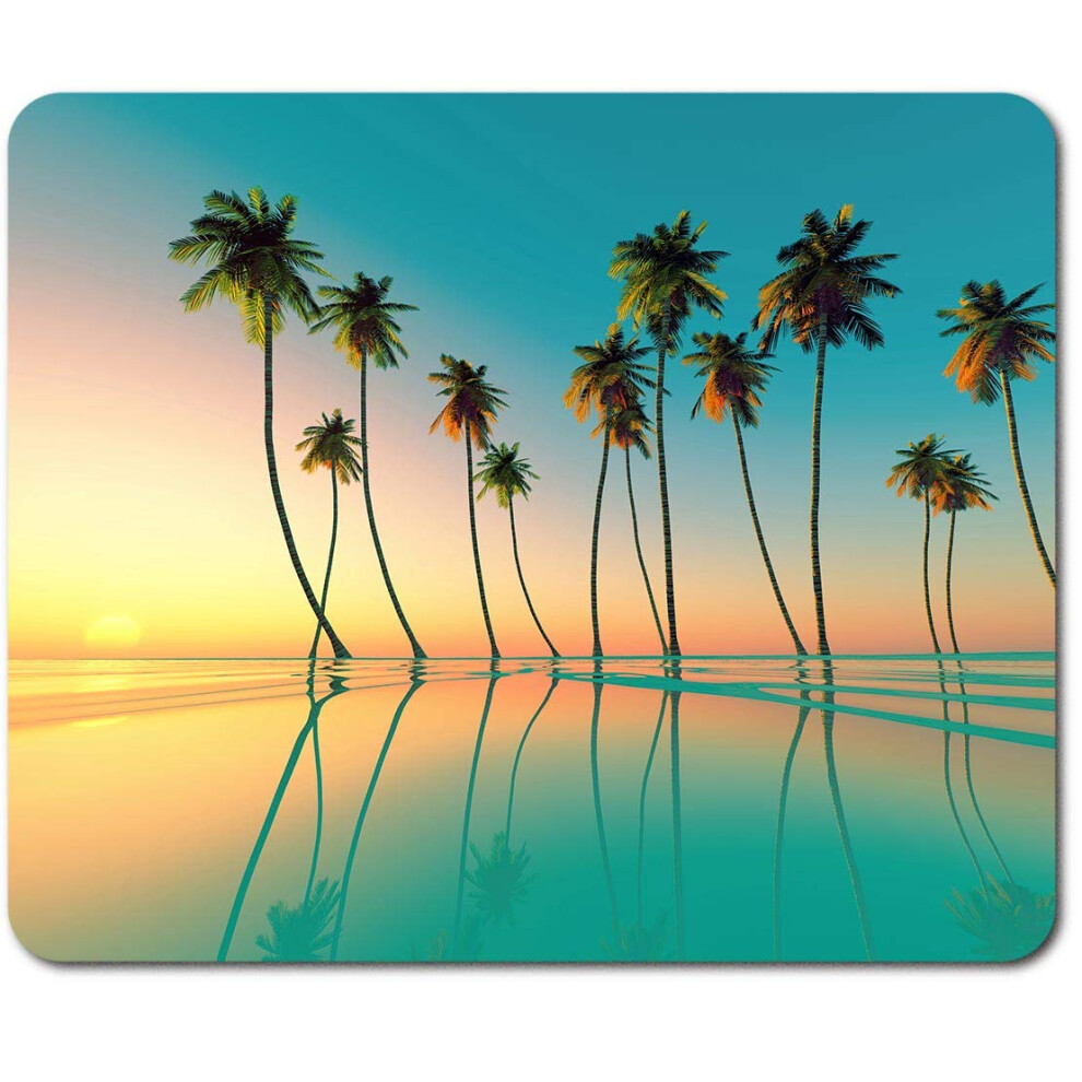 Coconut Palm Trees Mouse Mat Tropical Sunset Sky Tropical Island Holiday #44634 Blue 7626027723376