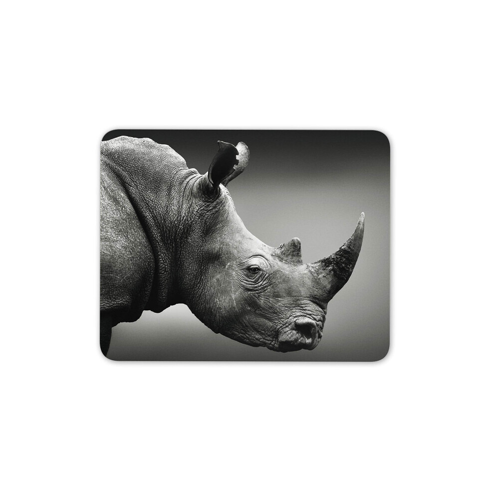 & Rhino Mouse Mat Pad - Rhinoceros Africa Safari Animal #15073 Black/White 7625833128986