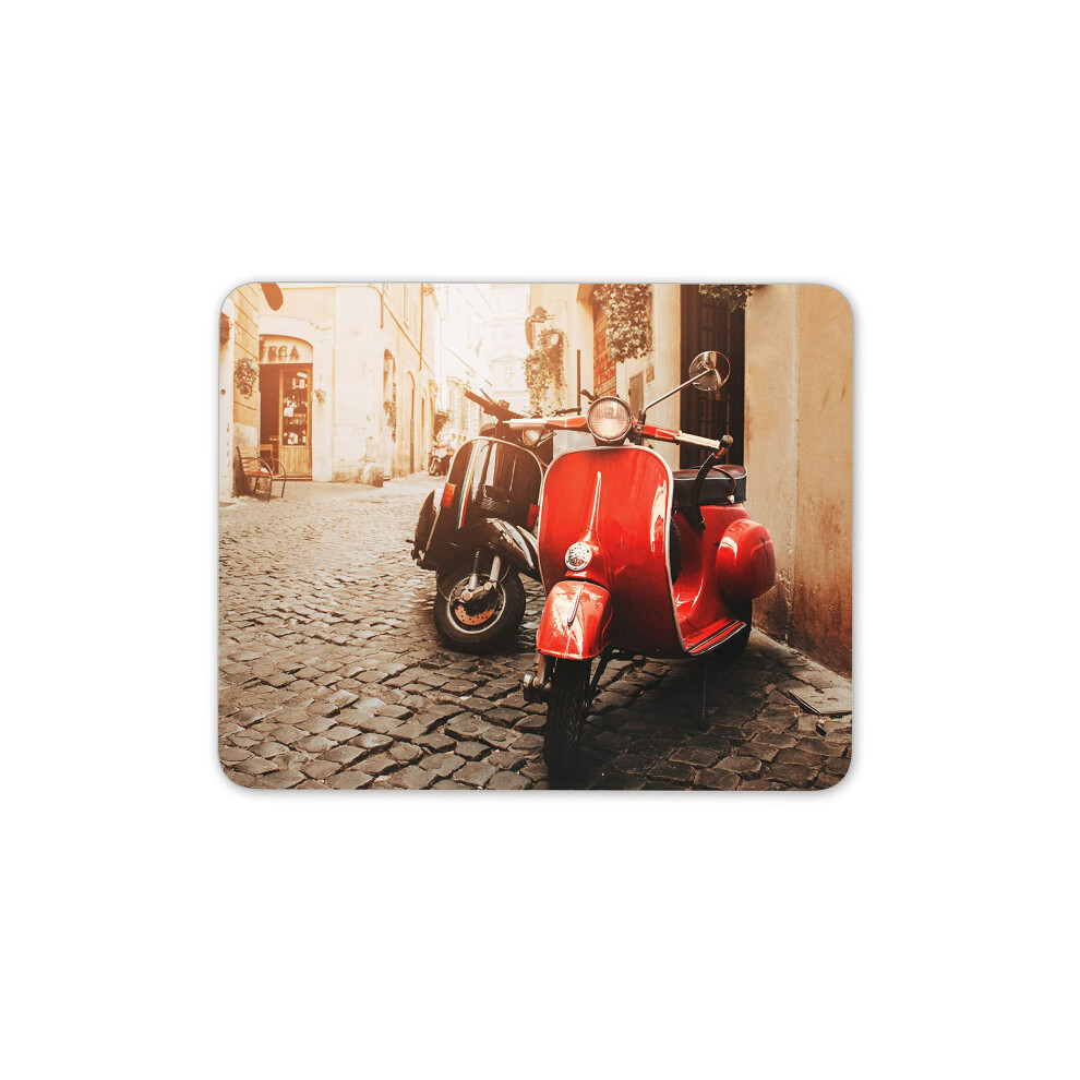 Destination Vinyl Ltd Scooter Mouse Mat Pad - Moped Bike Motorbike Retro Computer #15070 Red 7625825679502