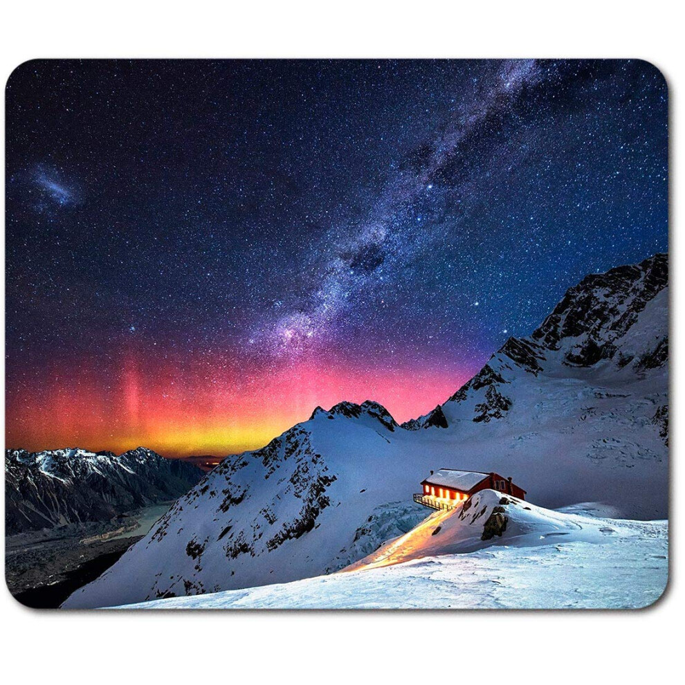 1 X Rectangle Mouse Mat - Mountain Northern Lights Sunset Ski Snowboard Snowy Scene Milky Way #45727 7626027756077