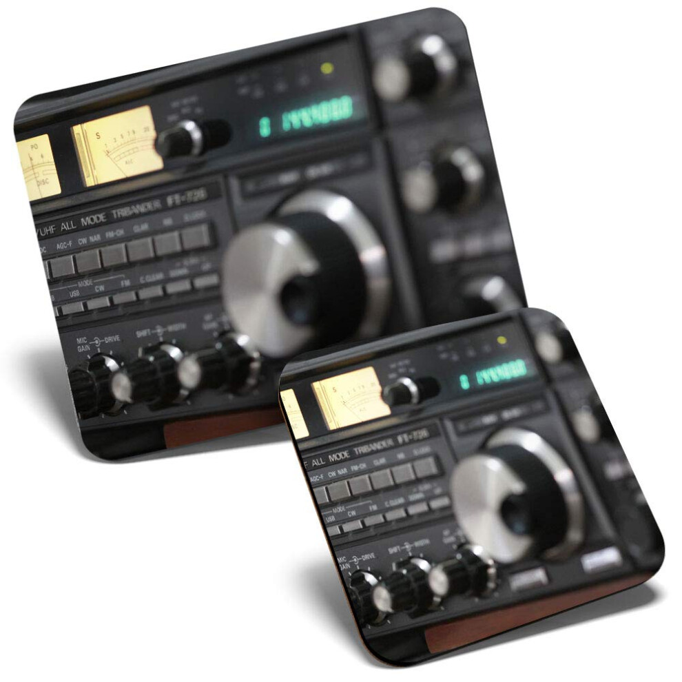 Mouse Mat & Coaster Set - Amateur Radio Station 23.5 X 19.6 Cm & 9 X 9 Cm For Computer & Laptop, Office, Gift, Non-Slip Base #44076 7626049591779