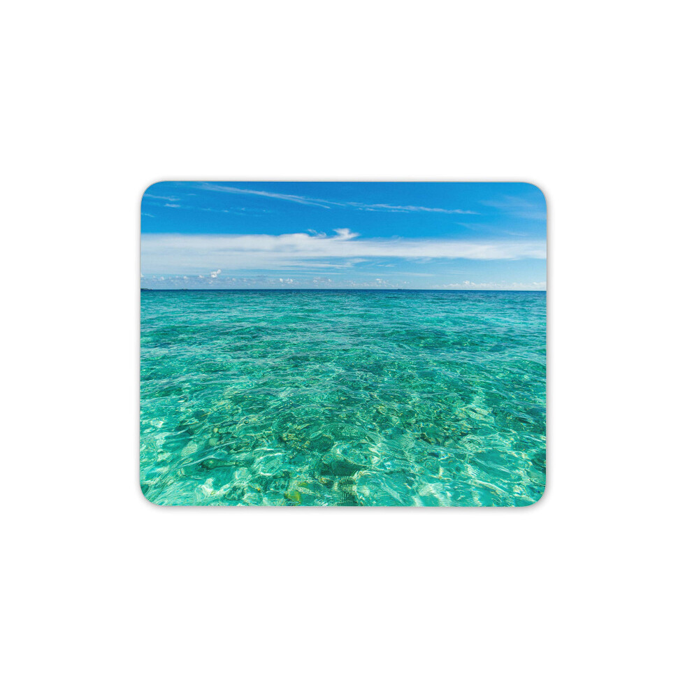 Destination Vinyl Ltd Clear Ocean View Mouse Mat Pad - Holiday Tropics Computer #14930 Blue/Coral 7625829409556