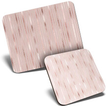 Mouse Mat & Coaster Set - Elegant Geometric Rose Gold 23.5 x 19.6 cm & 9 x 9 cm for Computer & Laptop, Office, Gift, Non-slip Base #21494