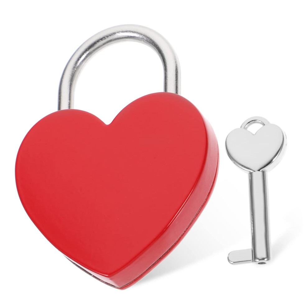 Heart Shaped Padlock With Key Small Decorative Lock For Jewelry Box Diary Travel Luggage Romantic Gift 9351714675512