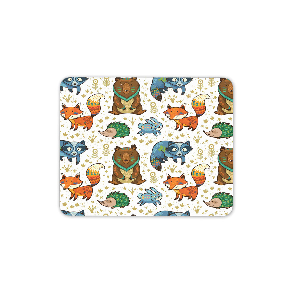 Tribal Animals Mouse Mat Pad - Woodland Creatures Bear Fox Computer #15877 7625849382983