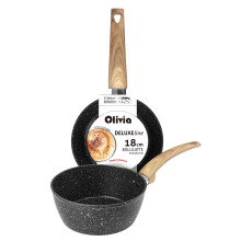 IPEA Non-Stick Induction Saucepan ? 18 cm ? Elegant Stone Effect Saucepan ? 18 cm ? Small Milk Pan for Cooking and Boiling Soups, Vegetables, Noodles