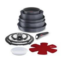 Lagostina Ingenio Mineralis Non-Stick Frying Pan Set in Aluminium, Induction, 13 Pieces, 2 Pans 1 Saucepan, 1 Saucepan, 1 Wok 3 Glass Lids 1 Plastic
