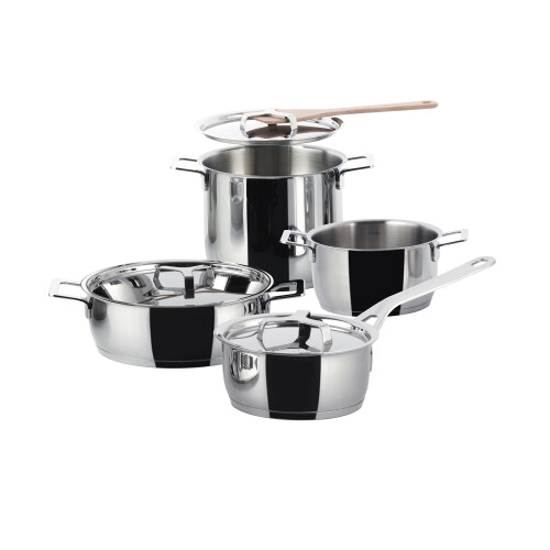 Alessi Alessi 9-Piece Pots and Pans Set, Silver