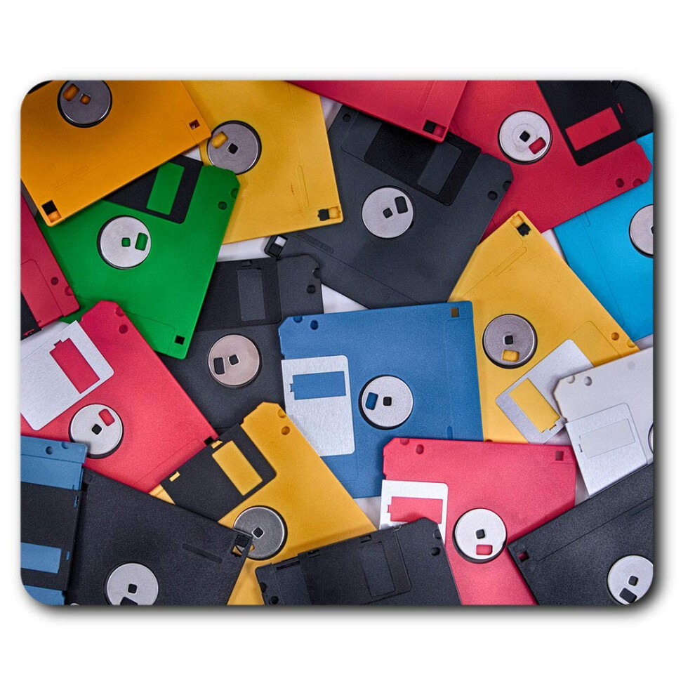 Colourful Floppy Disks Retro Computer Mouse Mat Pad Computer Pc Laptop Gaming Office Home Desk Accessory Gadget 16728 7625998794941