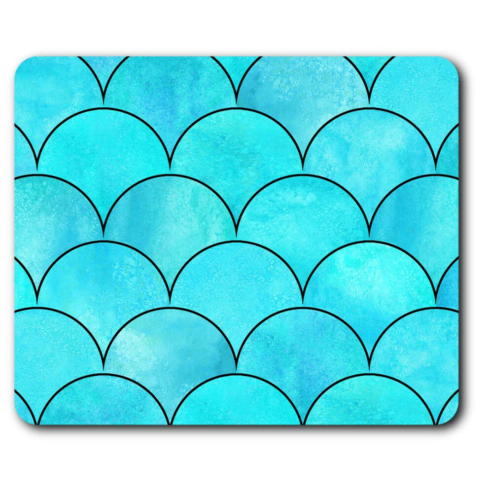 Aqua Mermaid Scales Mouse Mat Pad Computer Pc Laptop Gaming Office Home Desk Accessory Gadget 2546 Blue 7625998874605