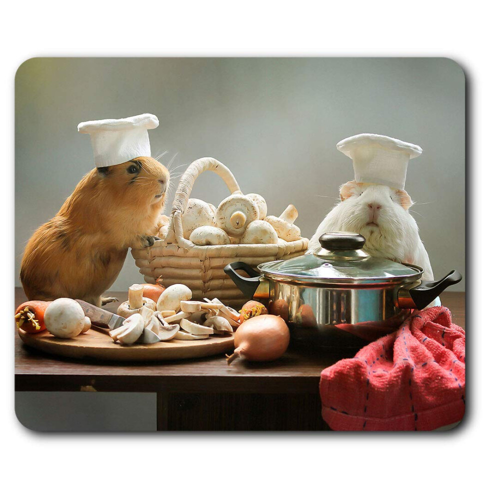 Destination Vinyl Ltd Comfortable Mouse Mat - Adorable Chef Guinea Pig Pet 23.5 X 19.6 Cm (9.3 X 7.7 Inches) For Computer & Laptop, Office, Non-Slip 7625998991029