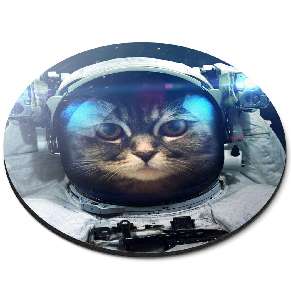 Destination Vinyl Ltd Astronaut Cat In Space - Flexible Round 5Mm Rubber Mouse Mat Pad Office Home Novelty Printed Desk Accessory 12438 7626000288113