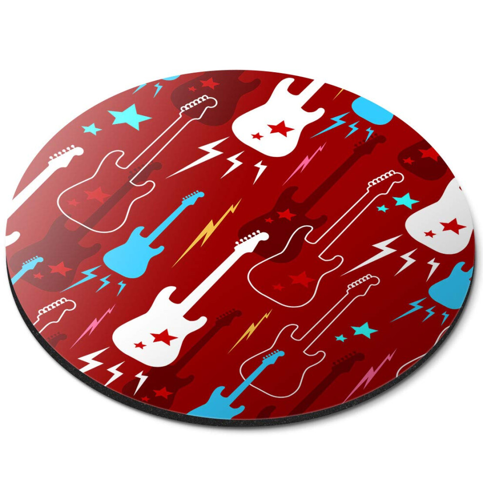 Destination Vinyl Ltd Electric Guitars Music Band - Flexible Round 5Mm Rubber Mouse Mat Pad Office Home Novelty Printed Desk Accessory 13133 Red 7626000344451