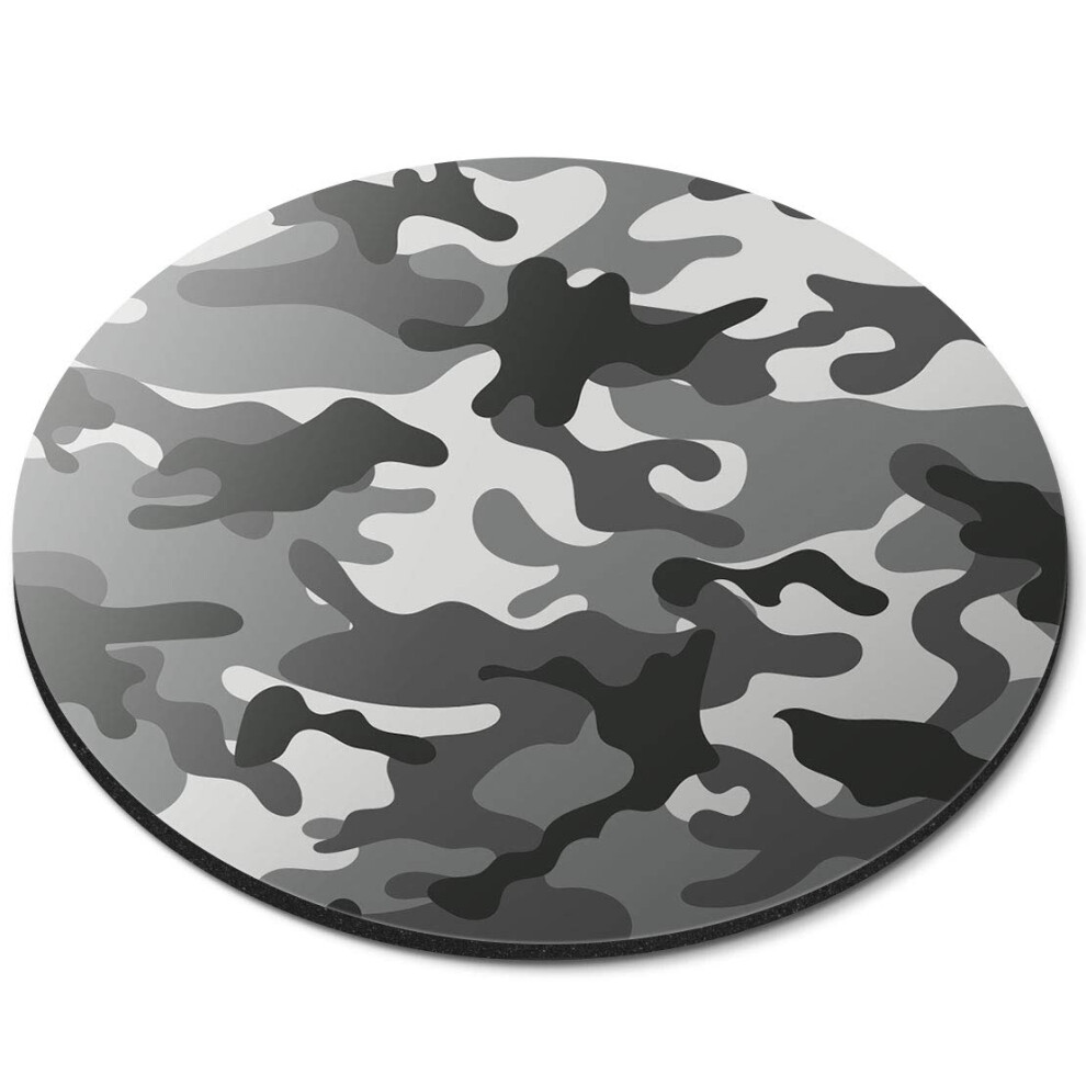 Destination Vinyl Ltd Camouflage Army Print Camo - Flexible Round 5Mm Rubber Mouse Mat Pad Office Home Novelty Printed Desk Accessory 13120 Grey 7626000343218