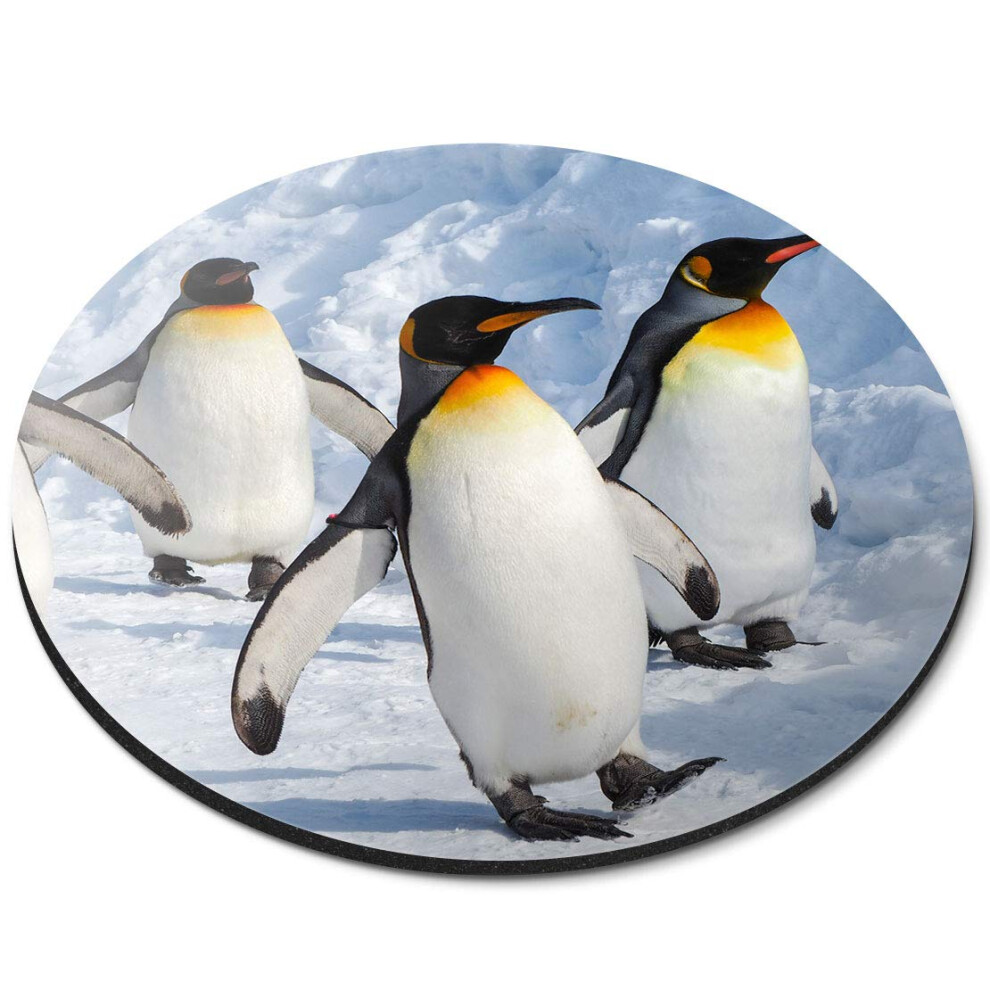 Destination Vinyl Ltd Emperor Penguin March Antarctica - Flexible Round 5Mm Rubber Mouse Mat Pad Office Home Novelty Printed Desk Accessory 15722 7626000421466