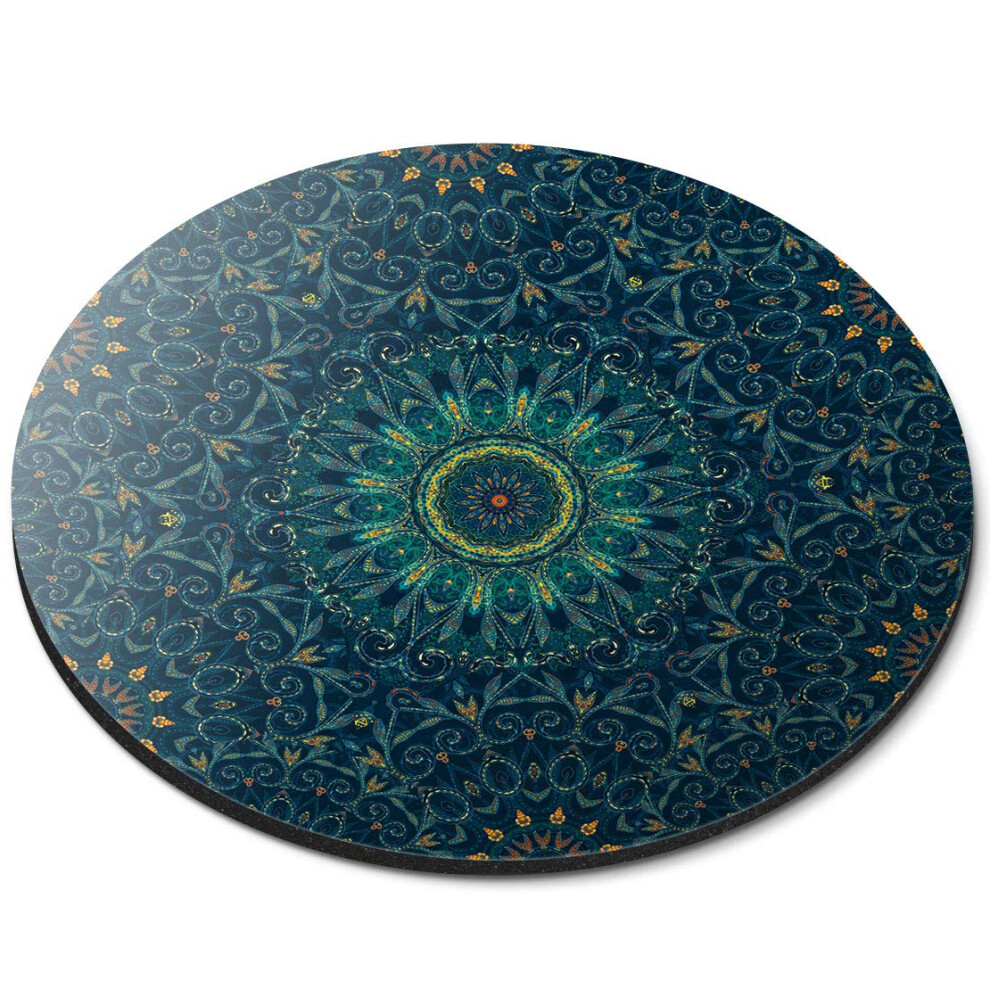 Destination Vinyl Ltd Pretty Mandala Indian - Flexible Round 5Mm Rubber Mouse Mat Pad Office Home Novelty Printed Desk Accessory 2356 Blue 7626000578979