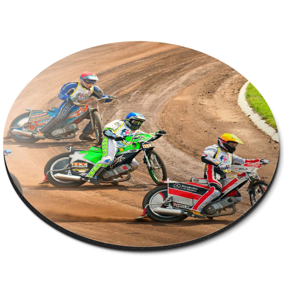 Destination Vinyl Ltd Speedway Track Bike Biker - Flexible Round 5Mm Rubber Mouse Mat Pad Office Home Novelty Printed Desk Accessory 2759 7626000616268