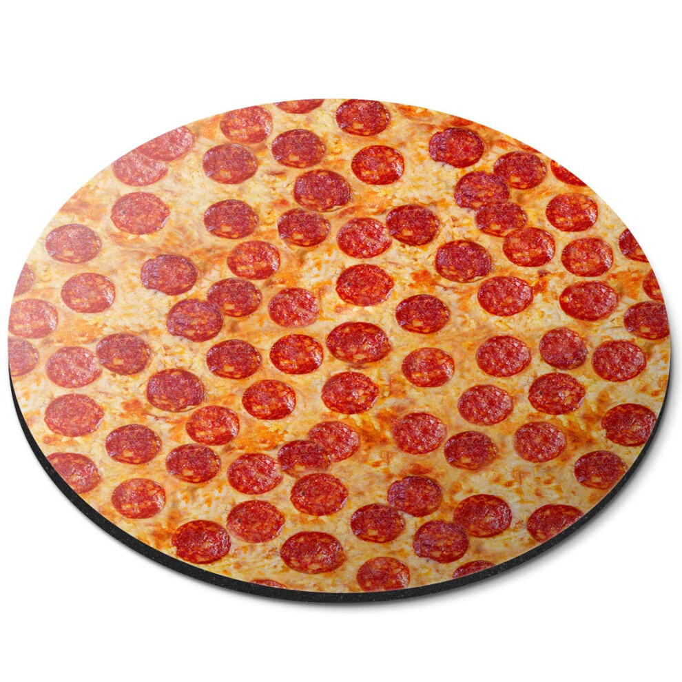 Destination Vinyl Ltd Pepperoni Pizza Teenage Boys - Flexible Round 5Mm Rubber Mouse Mat Pad Office Home Novelty Printed Desk Accessory 3874 7626000707416