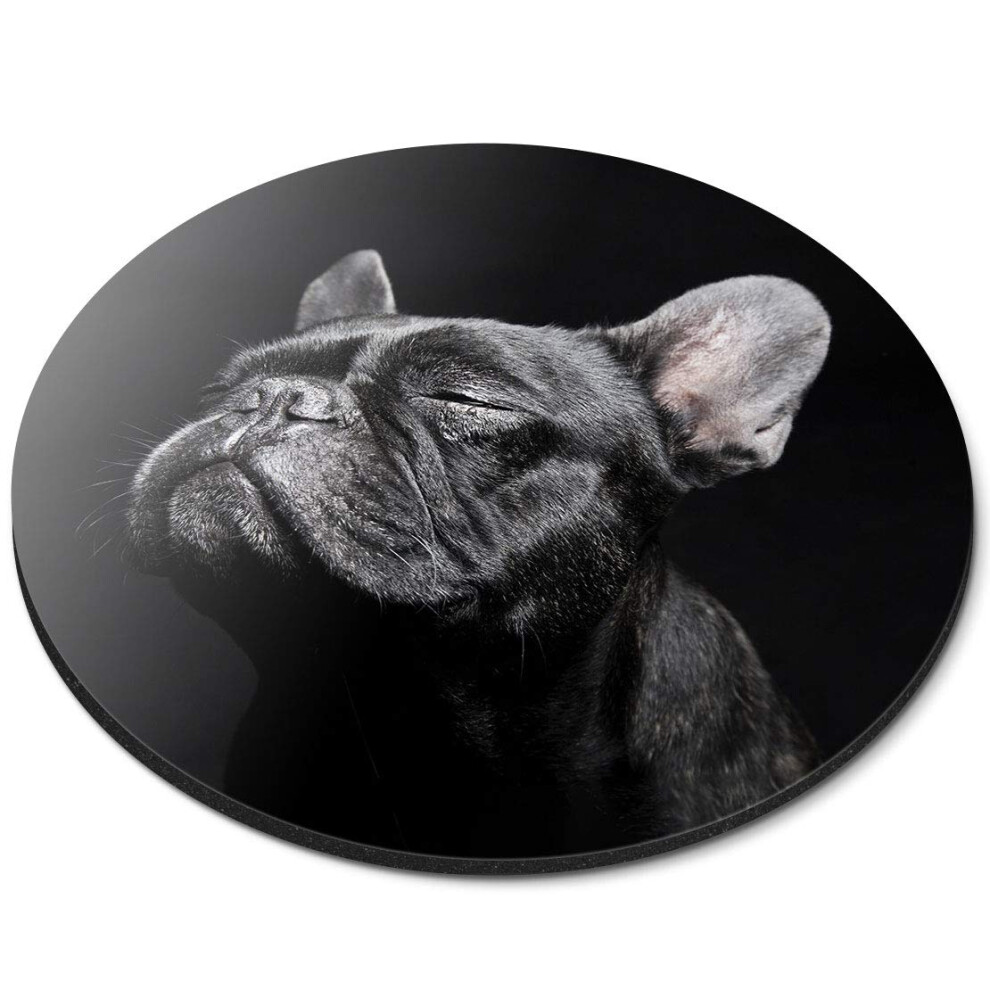 Destination Vinyl Ltd French Bulldog Dog - Flexible Round 5Mm Rubber Mouse Mat Pad Office Home Novelty Printed Desk Accessory 3885 Black 7626000708628