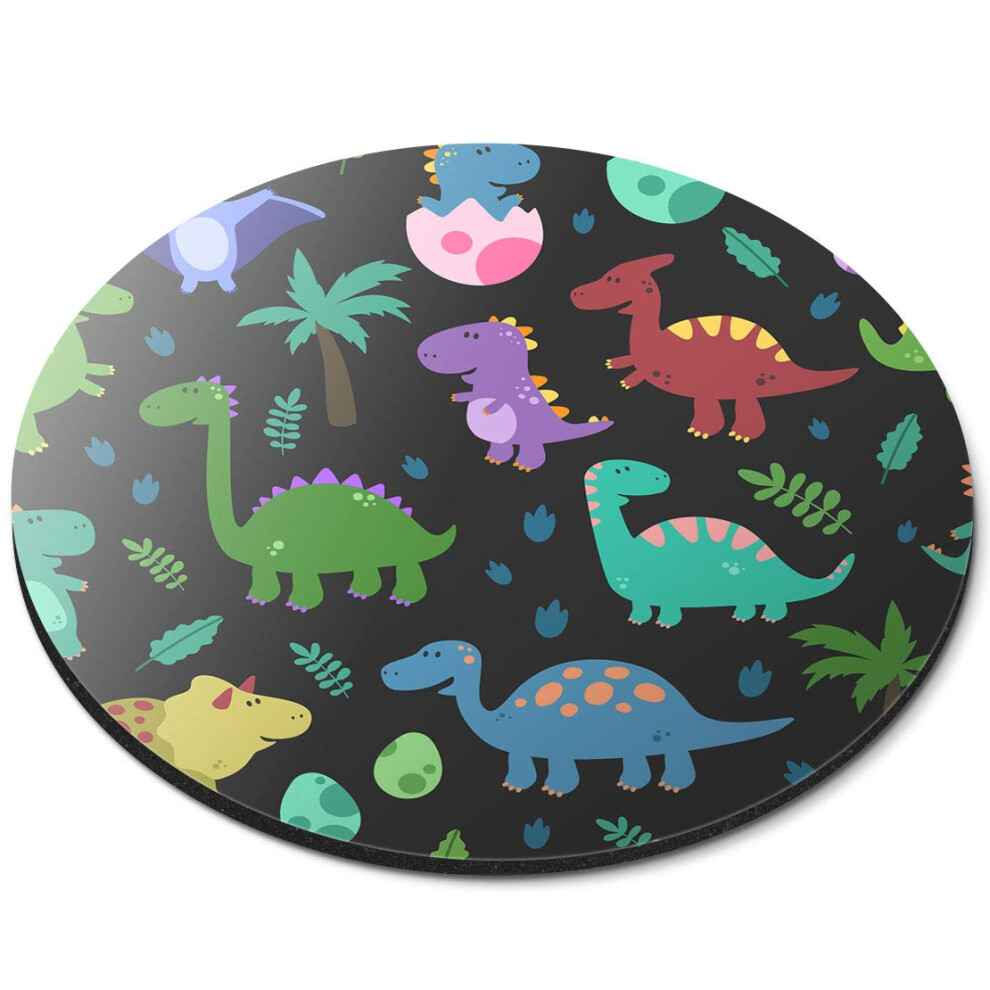 Destination Vinyl Ltd Cartoon Dinosaurs Dino Kids T-Rex - Flexible Round 5Mm Rubber Mouse Mat Pad Office Home Novelty Printed Desk Accessory 8820 7626000882175