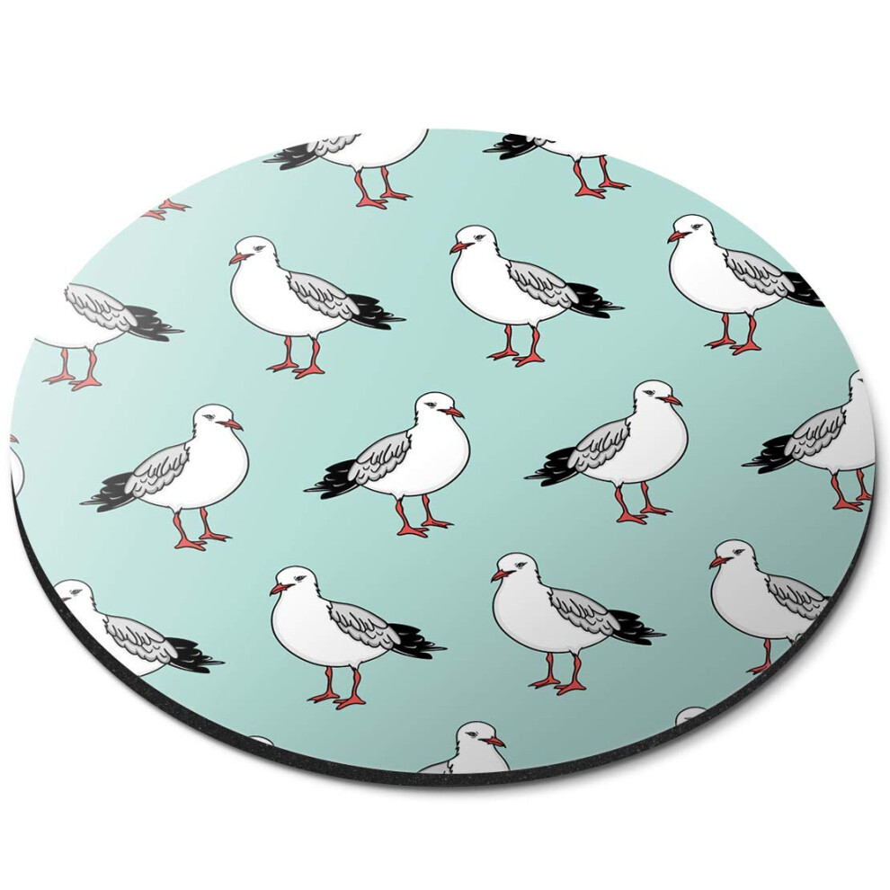Destination Vinyl Ltd Seagull Bird Pattern Gull Seaside - Flexible Round 5Mm Rubber Mouse Mat Pad Office Home Novelty Printed Desk Accessory - 46287 7626014257396