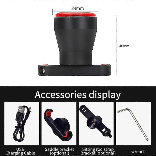 Luz trasera para bicicleta Antusi con sensor de frenado automático 2