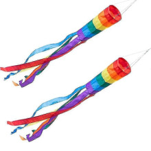 Windsock - Rainbow - Uv And Resistant - 13cm, Length: 88cm - Incl. Ball Bearing Swivel, (2 Pcs)-Good