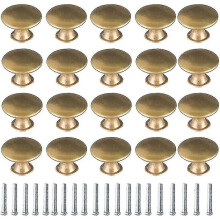 Conjunto de 20 puxadores de latão vintage para portas e armários, compatíveis com gavetas, armários e gabinetes.