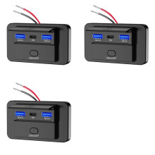 3X 66 W 12 V Ladegerät Panel Wandhalterung QC3.0+PD3.0+QC3.0 USB-Steckdose Ladegerät Steckdose für Auto Marine Bus RV Truck