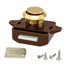 RV Push Button Lock Gold Finish Keyless Cabinet Drawer Door Latch Universal Fit Design